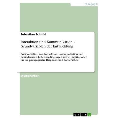 Interaktion und Kommunikation - Grundvariablen der Entwicklung, Taschenbuch von Sebastian Schmid, GRIN, 978-3-640-66397-2