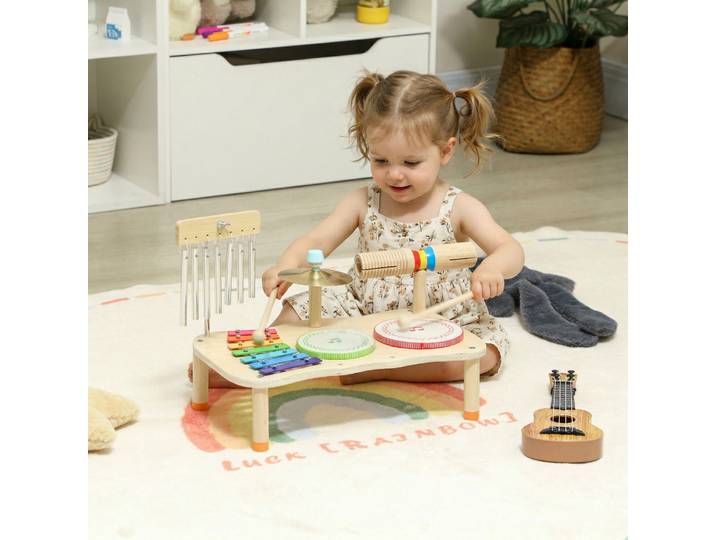 AIYAPLAY Instruments Bois Enfant Montessori Tambour Xylophone Cymbale