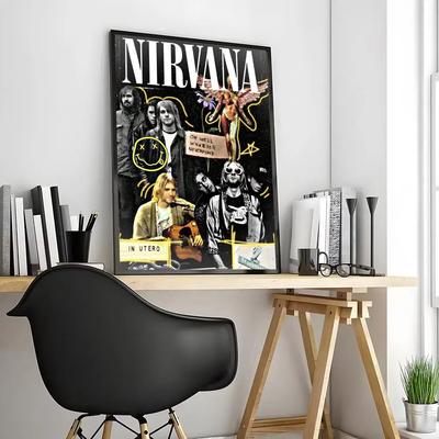 Uplift Treasures Nirvana Rock Band Calligraphy Canvas Poster 14 19.69 27.56 In Frameless