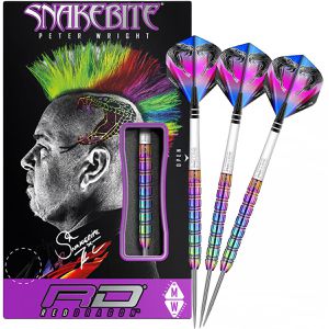 Red-Dragon Dartpfeile Snakebite 1 Rainbow Steeldarts, mit Metallspitze, 22 g, 3 Stück