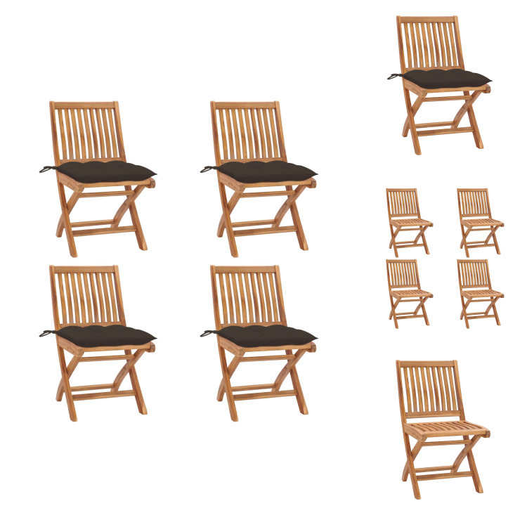 vidaXL Klappbare Gartenstühle mit Kissen 4 Stk. Massivholz Teak - Gartenstühle