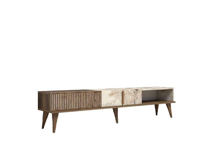 Meuble TV en bois  Milan  - 180 x 35 x 40 cm - NoyerBlanc