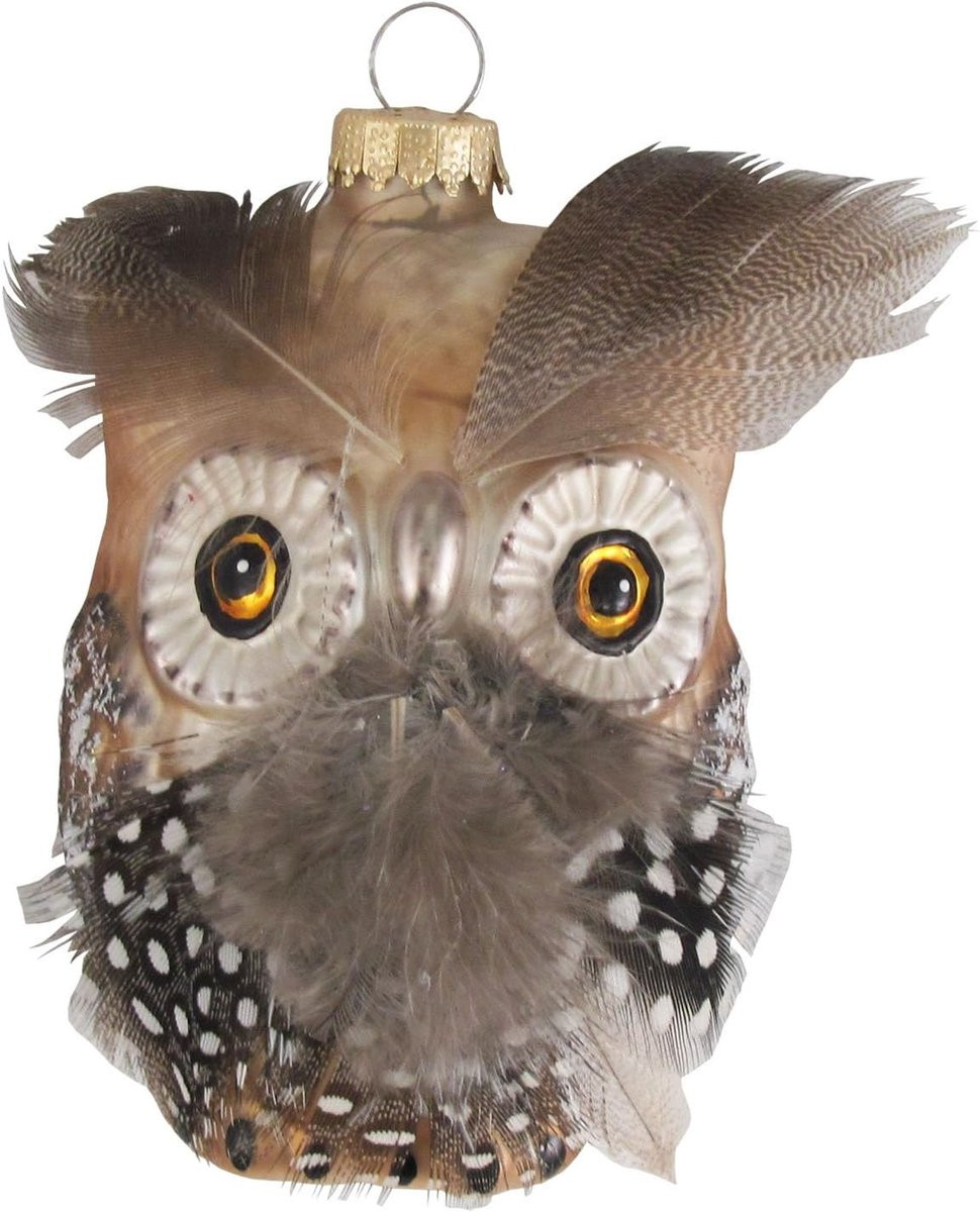 Krebs Lauscha Glazen Kerstboomhanger met Uilmotief