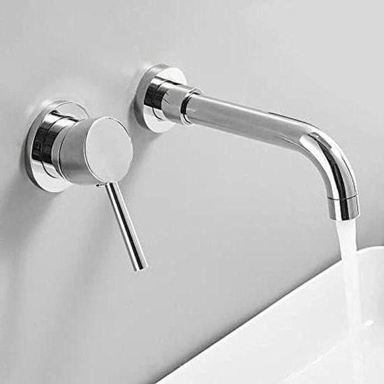 WAN Inbouw Wastafelkraan voor Badkamer - Massief Messing - 2 Gaten - Chroom - Waterbesparend