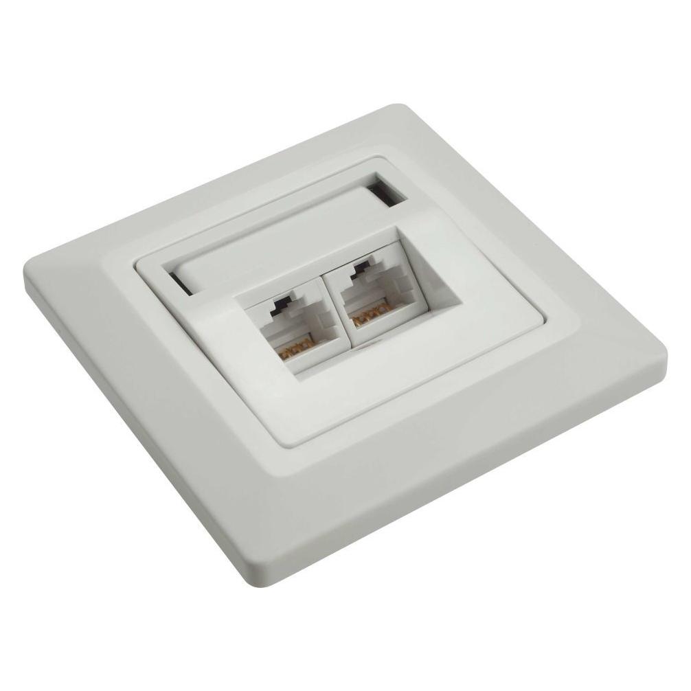 Solarix lizdas 2 x CAT5e UTP RJ45 įleidžiamas baltas SX9-2-5E-UTP-WH (UTP, CAT5e) (SX925EUTPWH)