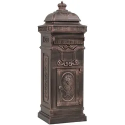 DELUKE Säulenbriefkasten DESA Aluminium Vintage-Stil Rostfrei Bronze | Postkasten Nachrichtenkasten für Briefe und Zeitungen
