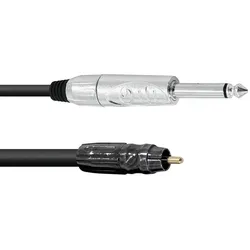 2m Cinchstecker Klinkenstecker 6,3 mm mono Adapterkabel Chinchkabel Stereokabel Anschluss Audio schwarz Omnitronic