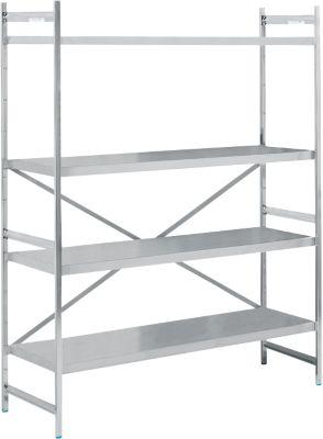 Grundregal, Edelstahl, geschlossene Böden, B 1500 x T 600 mm