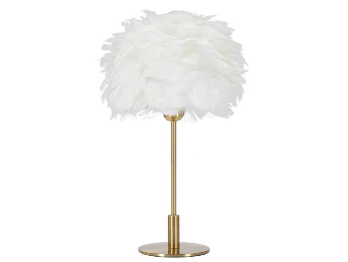 Tischleuchte Ball Feather Weiß, Goldfarben B: 30 cm