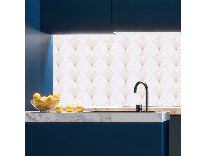 Fond de hotte en aluminium - art déco blanc - 70x60 cm - 99 Déco