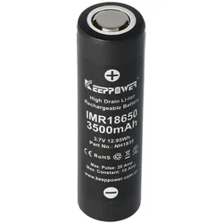 Keeppower IMR18650 3500mAh, 3,6V - 3,7V Li-Ion-Akku Flat Top Abmessungen beachten 65,1x18,45mm