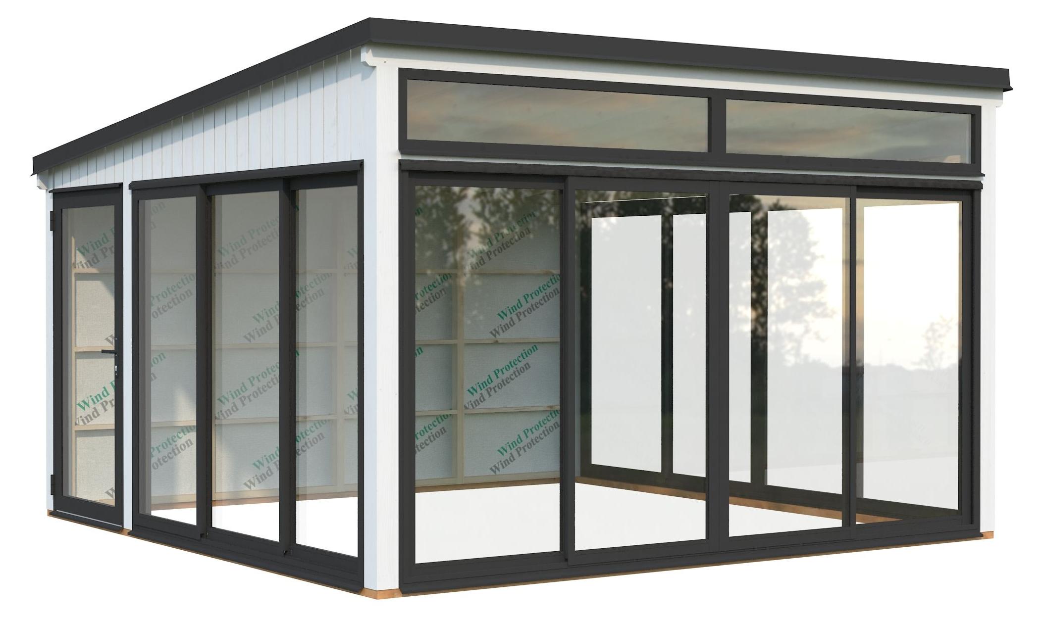 Palmako Glashaus Saga 16,6 m² Slide weiß lackiert
