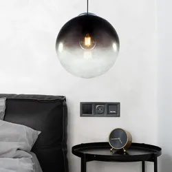 Kugel Deckenlampe Pendelleuchte rauchfarben Wohnzimmerlampe Glaskugel Hängelampe Pendellampe, 1x E27, Durchmesser x Höhe 30 x 120 cm
