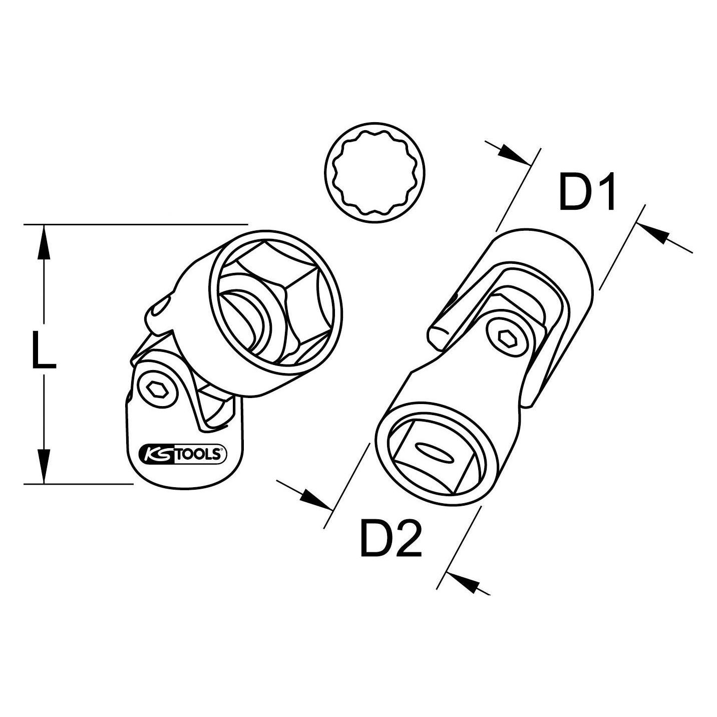 KS Tools 3/8" Stecknuss mit Gelenk (14 mm) (917.4855)