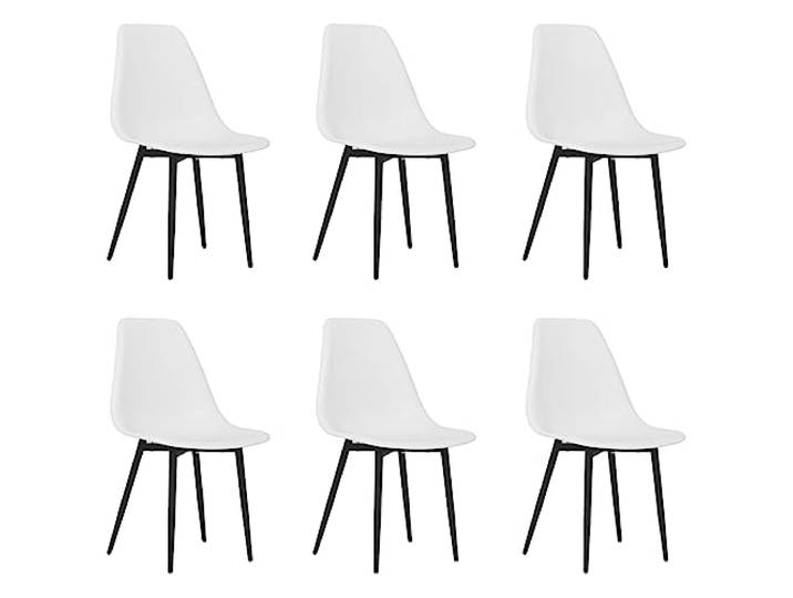 KUTYWEXFM 6er Set Esszimmerstühle Modern Küchenstühle Weiß PP Metall Leichte Schalenstühle im 6er Set für Küche und Wohnzimmer, pflegeleichtes Polypropylen mit stabilen Beinen.