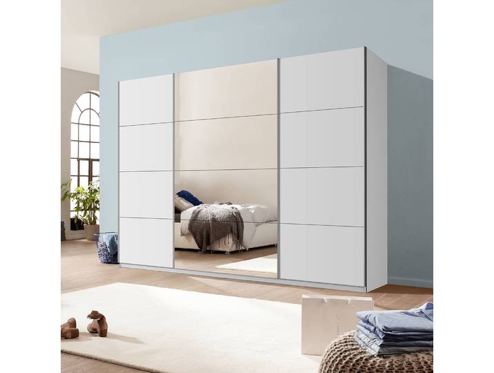 Schwebetürenschrank mit Spiegel 315 x 210cm Weiß