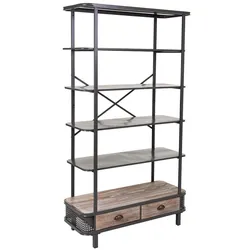 REGAL aus Metall und Holz, Grau, 100x40x181