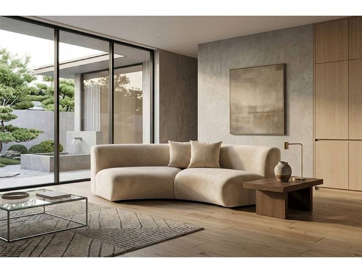 Kaiser Möbel Sofa Round für das Wohnzimmer aus Velvet-Stoff Bluvel GRETA, Modulares Design,Samtweicher Velvet-Bezug