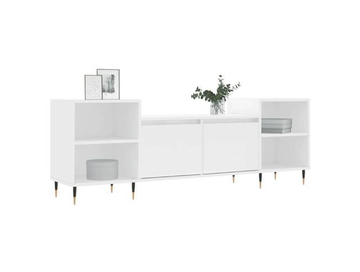 CHIC Blanc Meuble TV Moderne - ZENCORE - MEUBLE DE SEJOUR - Cabinet TV - Blanc 160x35x55cm - Bois d'ingénierie 6274