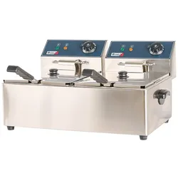 Romux® Elektrische Fritteuse Professionelle 6+6 Liter Tischgerät Doppelt | Fritteuse aus Edelstahl 5000 W mit Sicherheitsthermostat