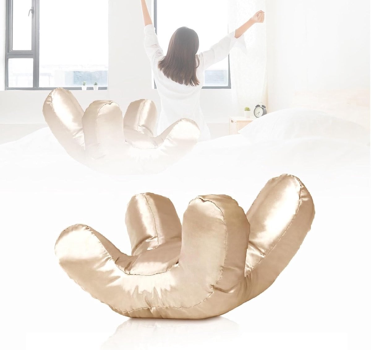 Goud Gezichtskussen met Traagschuim vulling voor Anti-rimpel Slapen - B/D/H: 46 x 39 x 25 cm