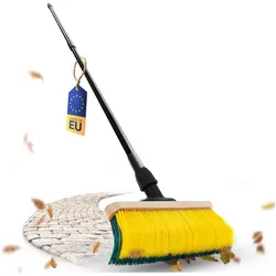 Novaliv Premium Krallenbesen mit Stiel 50cm, Spezialbesen gebogenen Borsten - Ideal als Gartenbesen, Reinigungsutensil, Grün, Gelb, Mehrfarbig