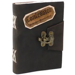 Leather Black Confessions with Lock Notebook (18x13 cm)