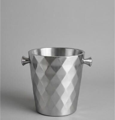 Elegance "Stainless Steel Wine Cooler Diamond Pattern Ice Bucket 10"""