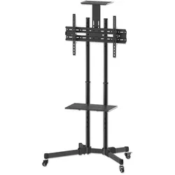 Manhattan Universal Basic Multimedia TV-Ständer auf Rollen, Für Bildschirme von 37" bis 70"* und bis zu 50 kg, +/- 10 neigbar, Kamerahalterung und AV-Fachboden abnehmbar, schwarz