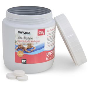 Höfer-Chemie Chlor BAYZID organisch schnell lösliche Mini-Tabs, für kleine Pools, 56 % Chlorgehalt, 185 x 2,7 g, Dose 500 g