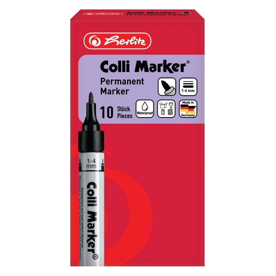 Herlitz Permanent-Marker Colli 1-4 mm, 10 Stück, Schwarz (10x) (8860603)