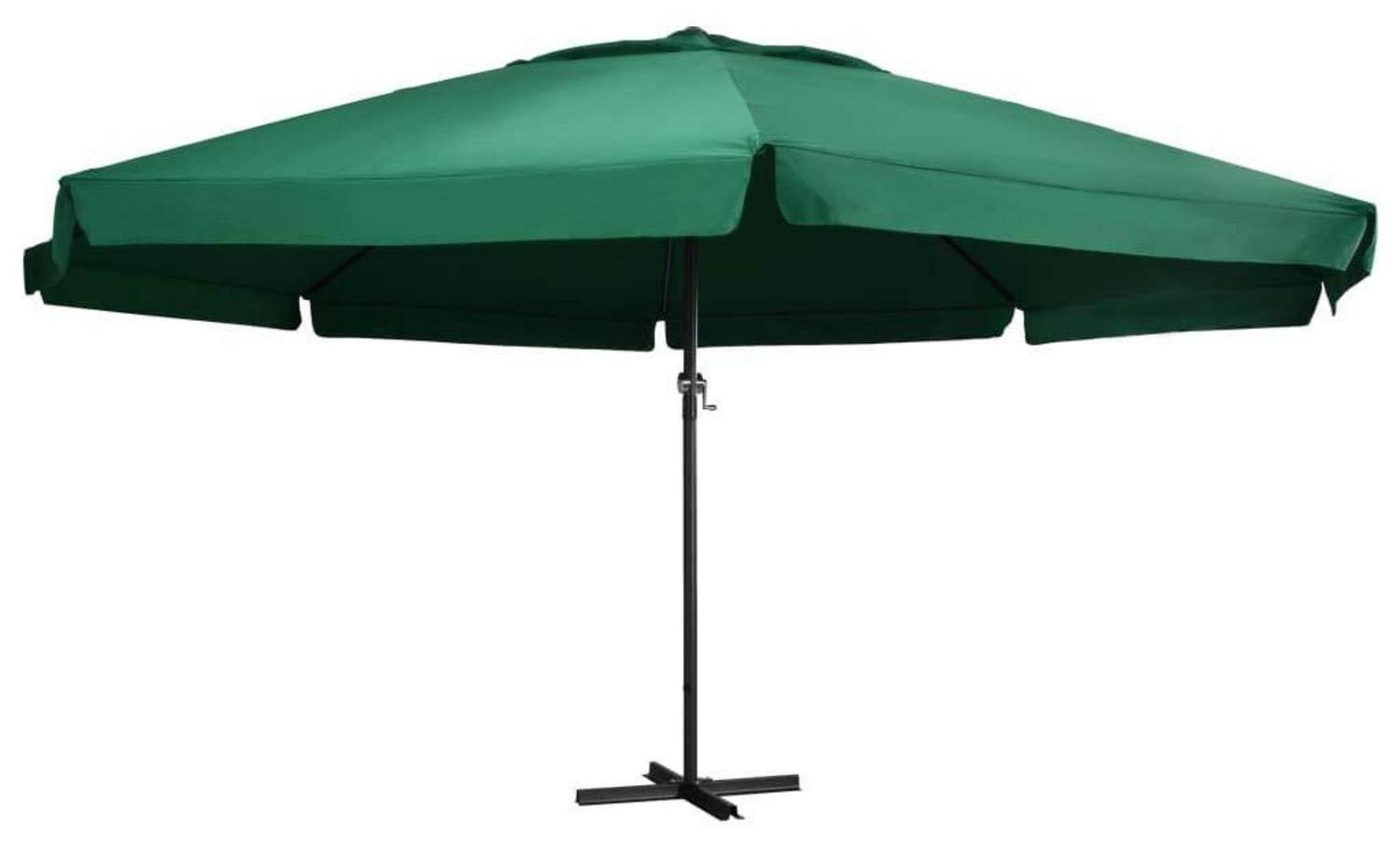 Sonnenschirm 600 cm Aluminium-Mast Grün mit Kreuzstandfuß