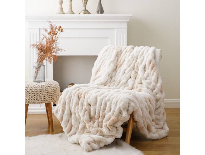 Couverture de canapé double face luxueusement douce en peluche de fausse lapin polaire chaleur ultime 50x60 60x80 couverture de canapé Orange gris marron