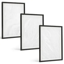 BILDER SET 3er Set - 40x60 cm Schwarzer Rahmen - Elegante Marmorstruktur