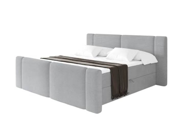 ALTDECOR Boxbett mit H4-Matratze Evon Zanozek - 120x200 - Grau Lattenrost, Topper, Boxspringbett mit Bettkasten, Bett mit Stauraum, Doppelbett, Polsterbett