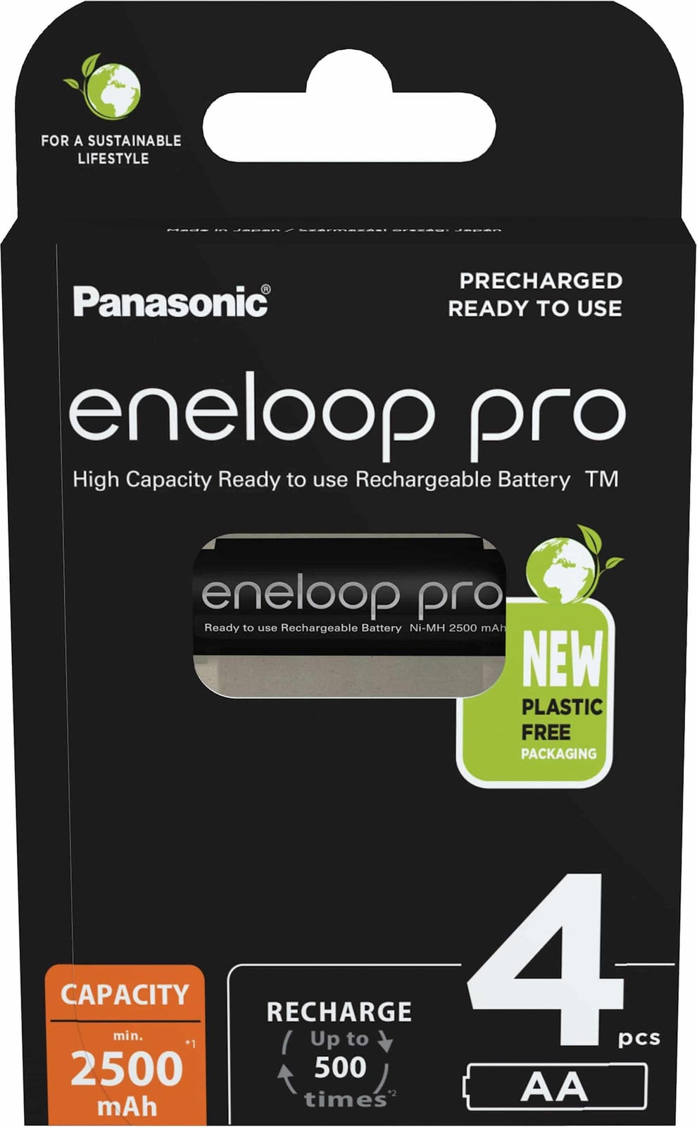 Panasonic Eneloop Pro Mignon AA Oplaadbare Accu's 2500mAh Ni-MH Set van 4
