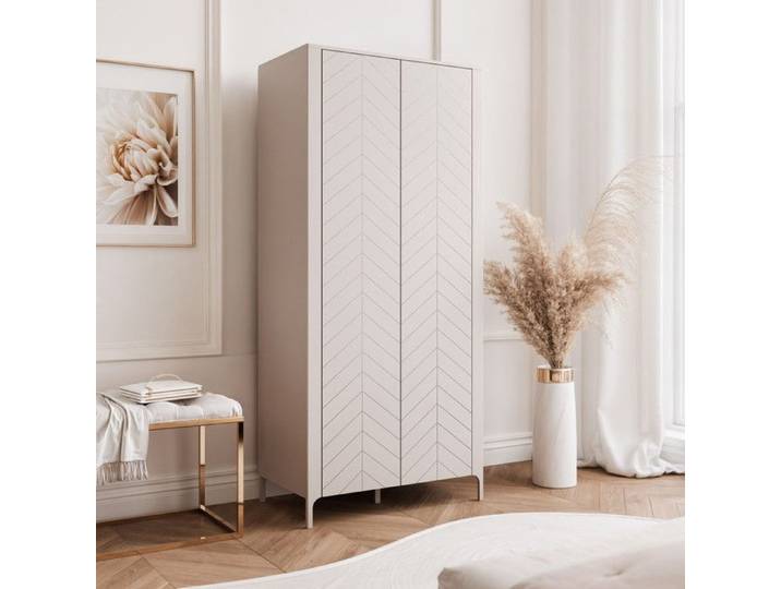 Armoire LORIEN - 2 portes - 90x40x197 cm - 8 compartiments - Cachemire