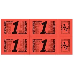 CombiCraft Wertmarken Karte auf rotem Papier mit schwarzem Druck mit 5 Wert-Einheiten