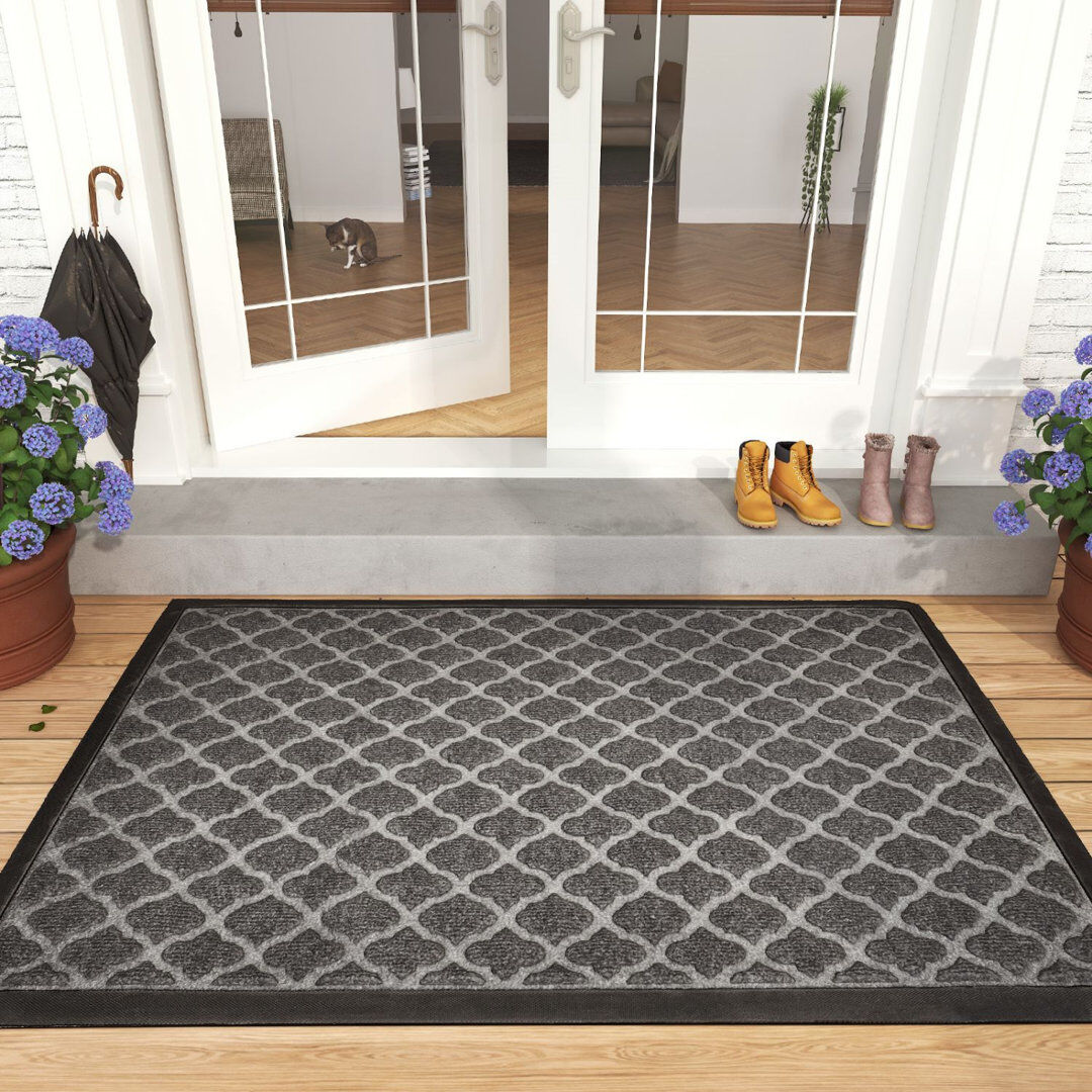 Lark Manor Non-Slip Outdoor Door Mat Grey 24'' W x 47'' L