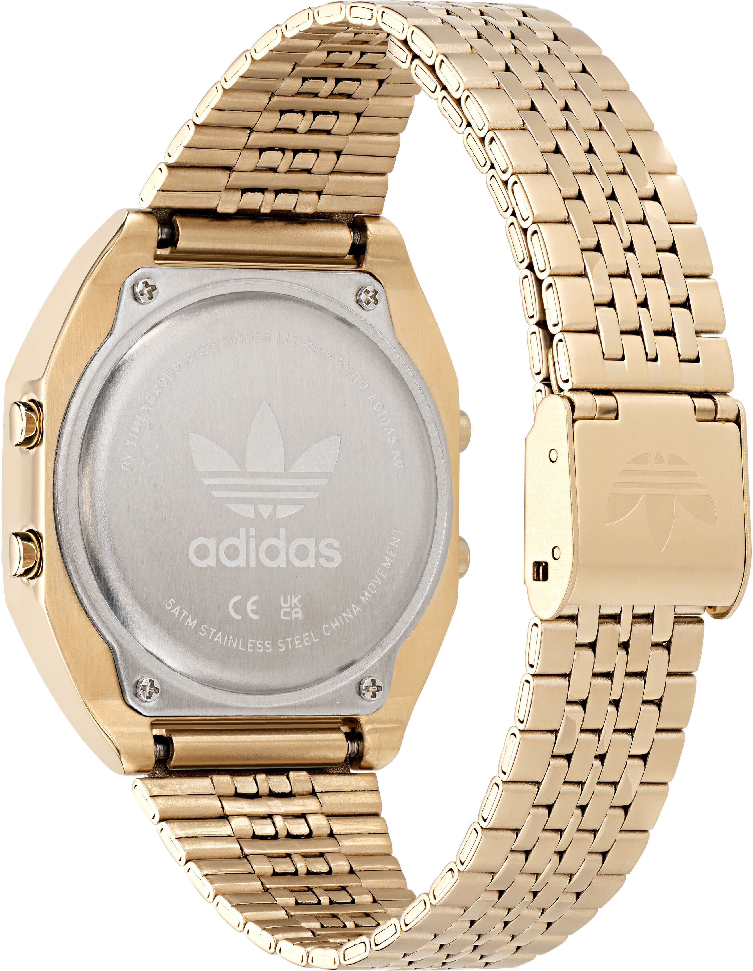 Digitaluhr ADIDAS ORIGINALS "DIGITAL TWO", gold (goldfarben), Armbanduhren, Damen, goldfarben, Digitaluhr, Armbanduhr, Quarzuhr, Damenuhr, Herrenuhr, unisex, Edelstahlarmband