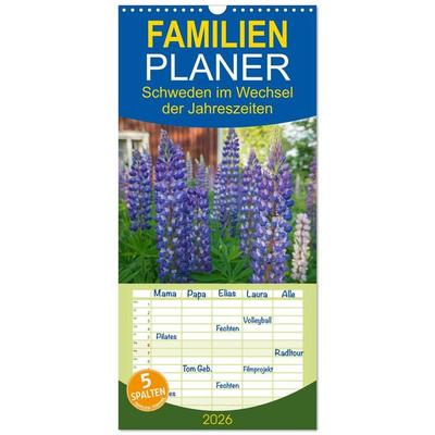 Familienplaner 2026 - Schweden im Wechsel der Jahreszeiten mit 5 Spalten (Wandkalender, 21 x 45 cm) CALVENDO