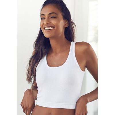 Sporttop LASCANA ACTIVE, Damen, Gr. S (36/38), weiß, Single Jersey, Obermaterial: 92% Baumwolle, 8% Elasthan, unifarben, Basic, figurbetont bauchfrei, Rundhals, Tops Sporttop, Crop-Top mit breiten Trägern