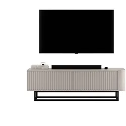 TV-LOWBOARD Aurora Kaschmir matt 140 cm mit schwarzem Metallrahmen