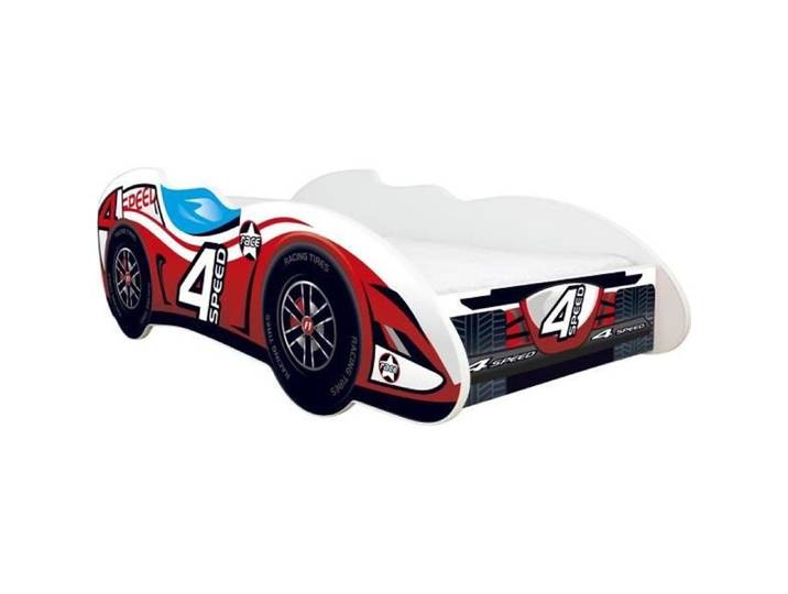 Lit auto Formule 1 - 4 SPEED + matelas 140x70 - Blanc