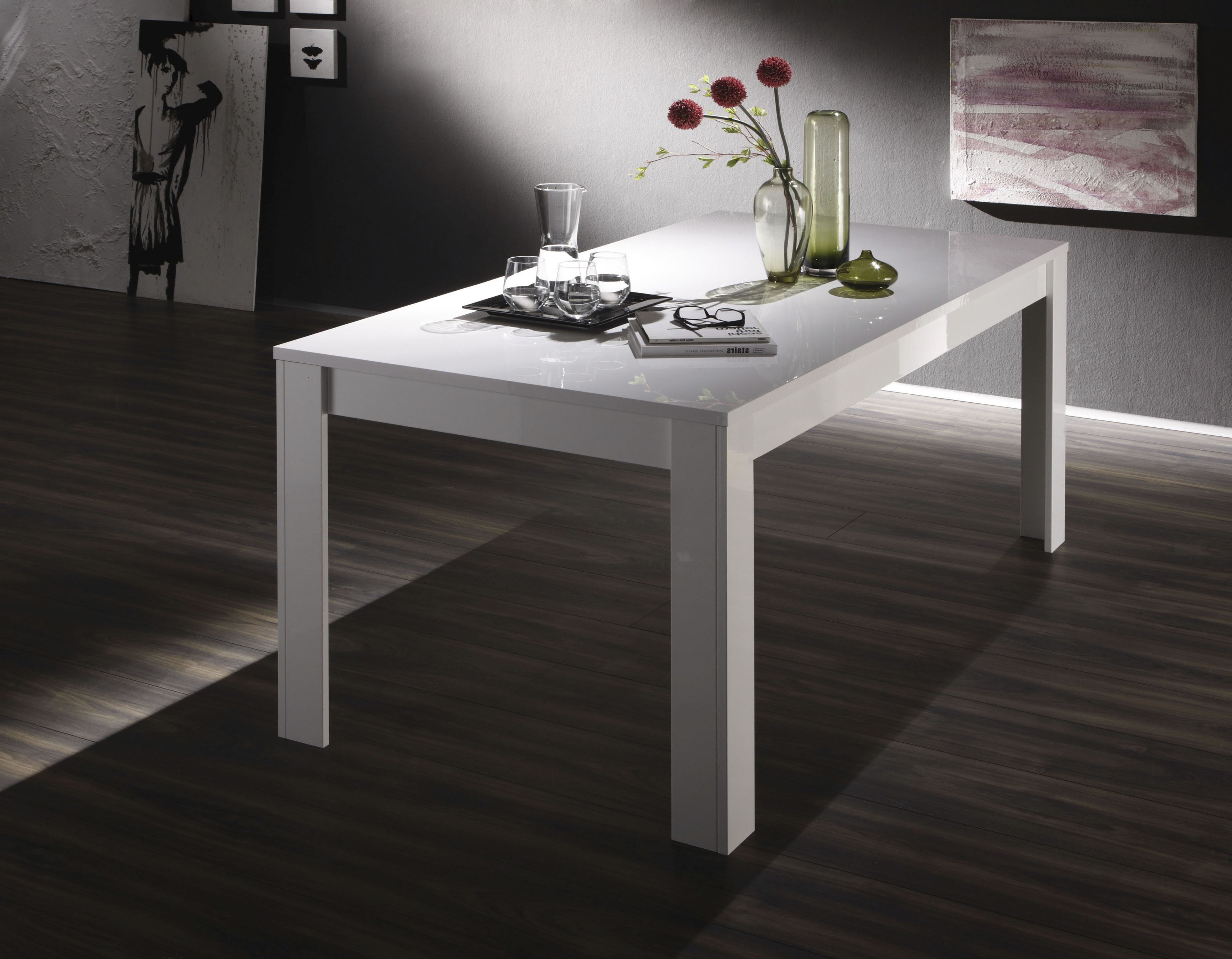 Esstisch HOME AFFAIRE "Amalfi", weiss (weiß hochglanz lack, weiß hochglanz lack, weiß hochglanz lack), B:180cm H:79cm T:90cm, Tische, Esstisch, Breite 180 cm, erweiterbar durch Ansteckplatte weiß hochglanz lack, weiß hochglanz lack, weiß hochglanz lack B/