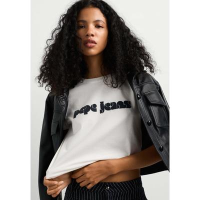 Print-Shirt PEPE JEANS "print t-shirt BENILDA", Damen, Gr. M, weiß (mousse weiß), 100% Baumwolle, Shirts