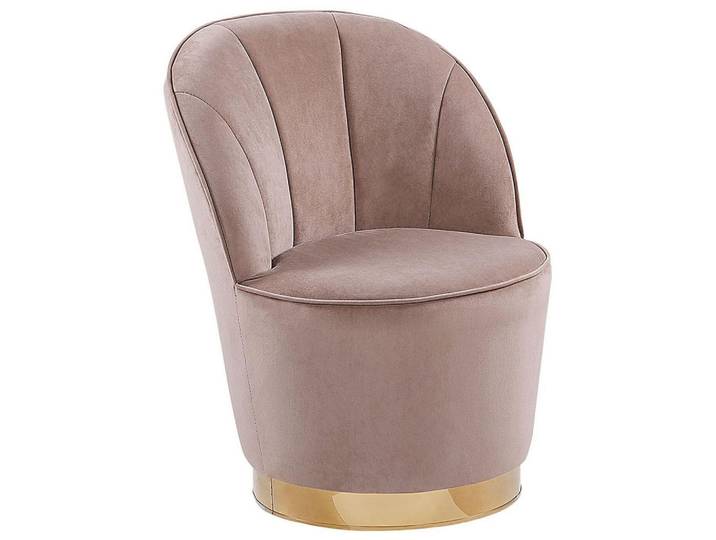 Beliani Sessel Samtstoff Beige/Gold Alby, Metall, 56x72x61 cm, Wohnzimmer, Sessel, Polstersessel