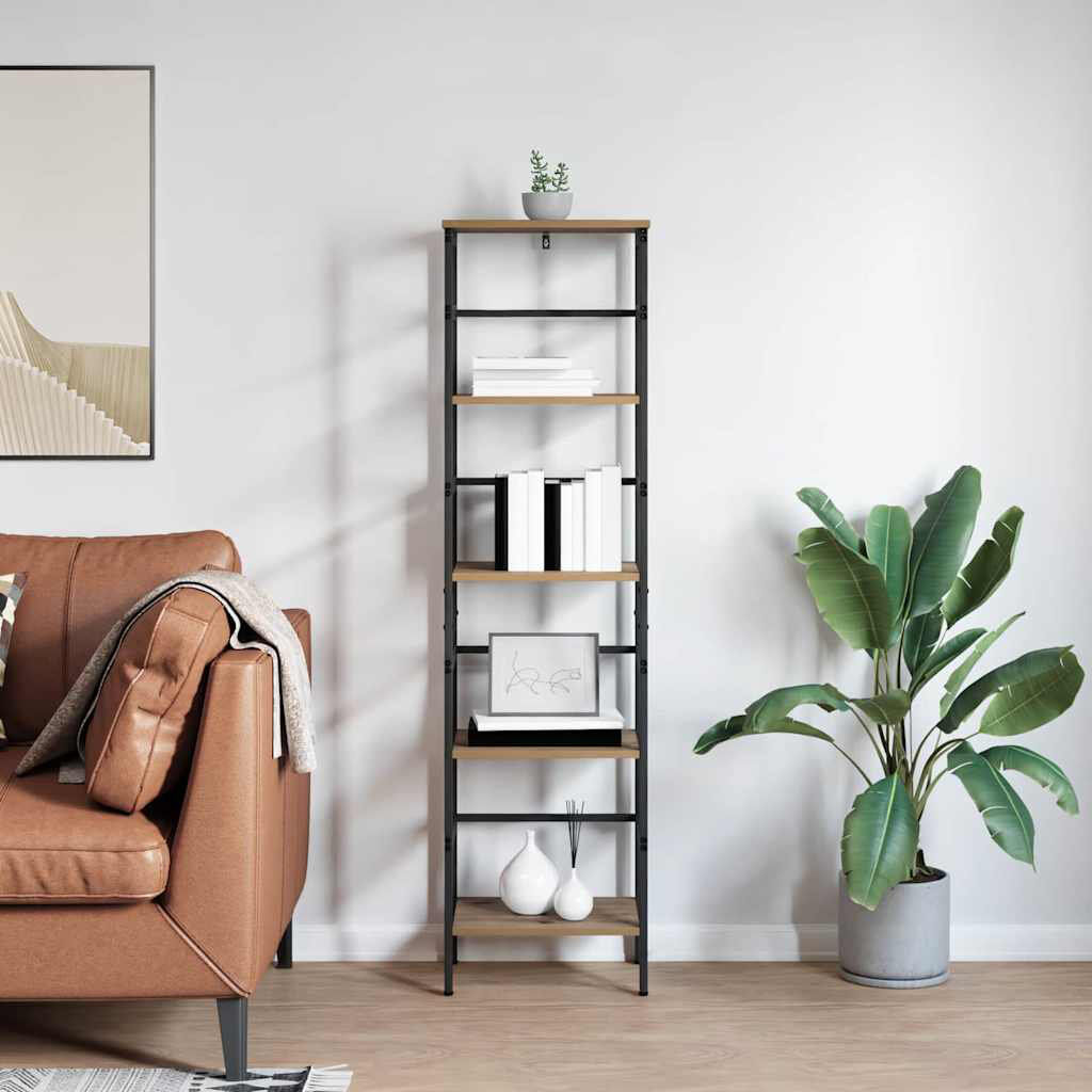 Trent Austin Design Steel Etagere Bookcase Artisan Oak (4 Shelves) 149cm. H x 40cm. W x 29.5cm. D
