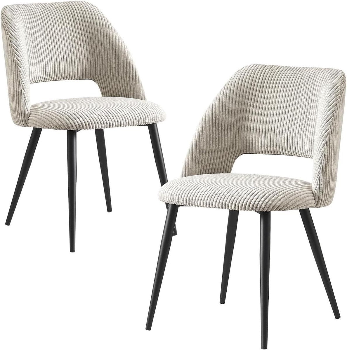Set van 2 lichtgrijze ergonomische dinerstoelen