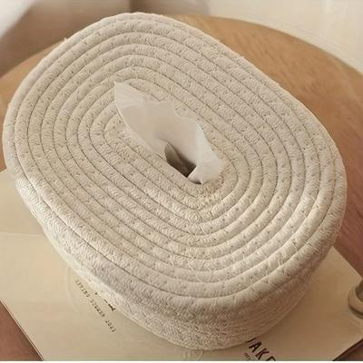 Uplifted Finds Hand Woven Fabric Tissue Box Holder Stylish, Lightweight & Washable Multifunctional Napkin Storage Basket white